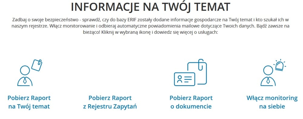 Widok panelu klienta w systemie BIG ERIF