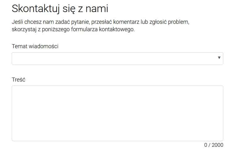Formularz kontaktowy dzięki któremu można zamówić raport BIK za darmo - Fragment panelu klienta portalu BIK.pl