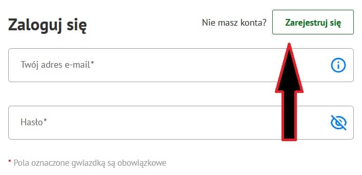 Przycisk na stronie e-kruk.pl służący do rejestracji konta na tej platformie