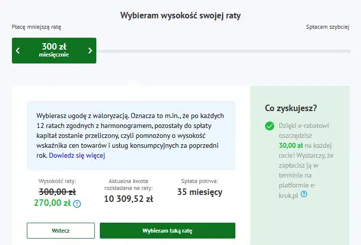 ustalanie rat w systemie ekruk.pl