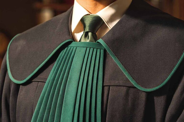 zbliżenie na żabot naszego adwokata