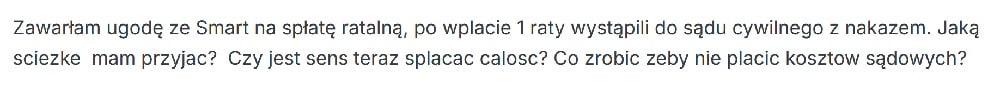 Post dłużnika - ugoda ze Smart AI nie chroni przed pozwem do sądu