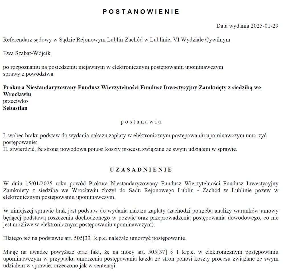 sprawa w sadzie avafin epu pozew oddalenie brak podstaw do wydania nakazu | W lutym 2024 roku Lendon.pl przeszedł rebranding na Avafin. Nowa nazwa, nowe logo, nowa strona. Ale stary, sprawdzony mechanizm: szybka pożyczka na 30 dni, refinansowanie, a gdy przestaniesz płacić – zaczynają się schody. Tylko że te schody nie prowadzą tam, gdzie Ci mówią.