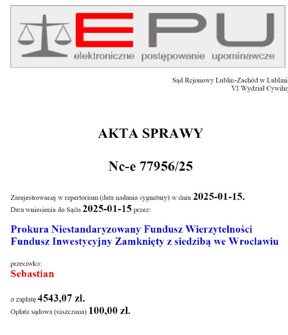 sprawa w sadzie avafin epu pozew | W lutym 2024 roku Lendon.pl przeszedł rebranding na Avafin. Nowa nazwa, nowe logo, nowa strona. Ale stary, sprawdzony mechanizm: szybka pożyczka na 30 dni, refinansowanie, a gdy przestaniesz płacić – zaczynają się schody. Tylko że te schody nie prowadzą tam, gdzie Ci mówią.